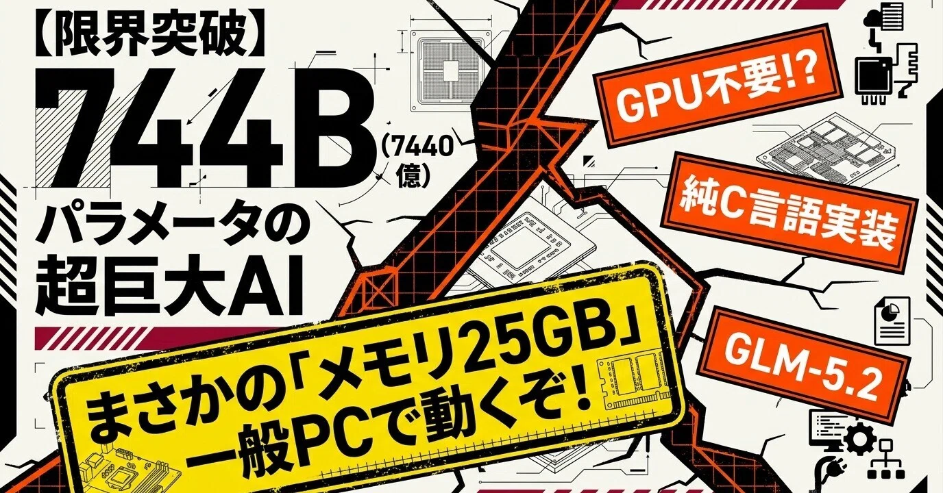 ローカルLLMの限界を突破する「colibrì」：25GB RAMで744Bモデルを