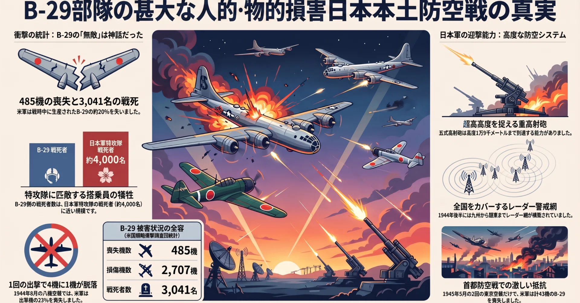神話の崩壊】B-29は本当に「無敵」だったのか？日本本土防空戦の知られ