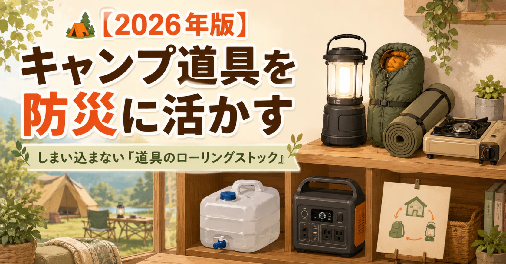 🏕️〖2026年版〗キャンプ道具を防災に活かす｜しまい込まない「道具の