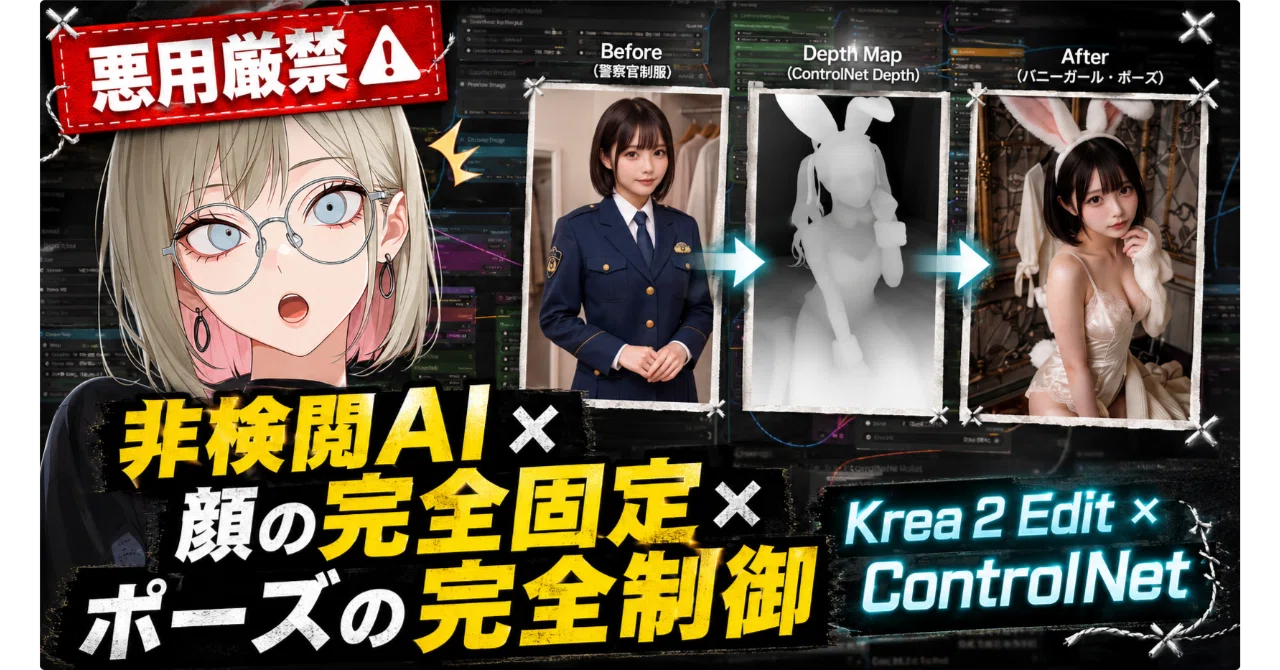 悪用厳禁】非検閲AI × 顔の完全固定 × ポーズの完全制御！Krea 2 Edit