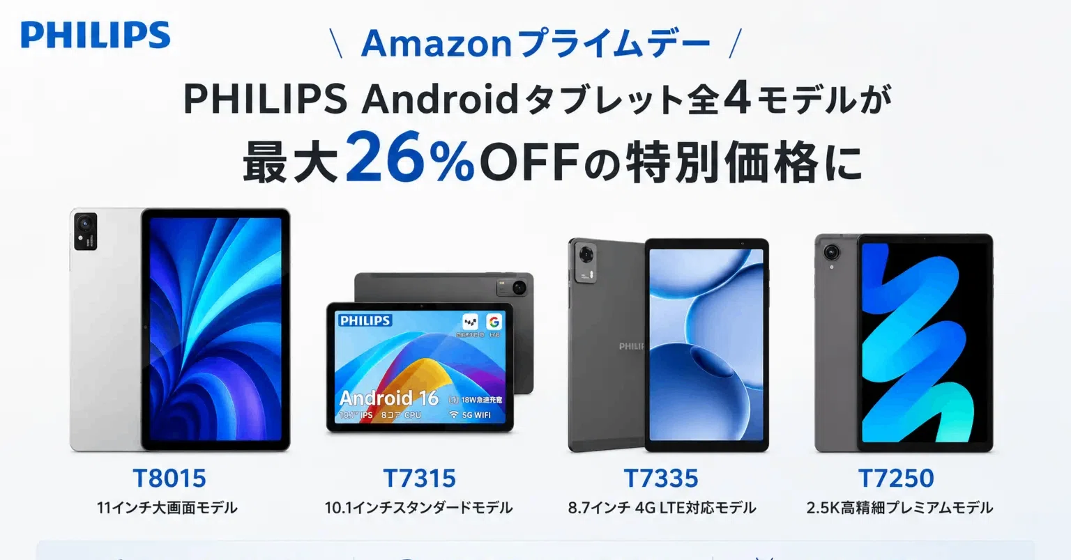 タブレット 驚安価格‼️PHILIPS Android16タブレット 8.7インチ 3点セット