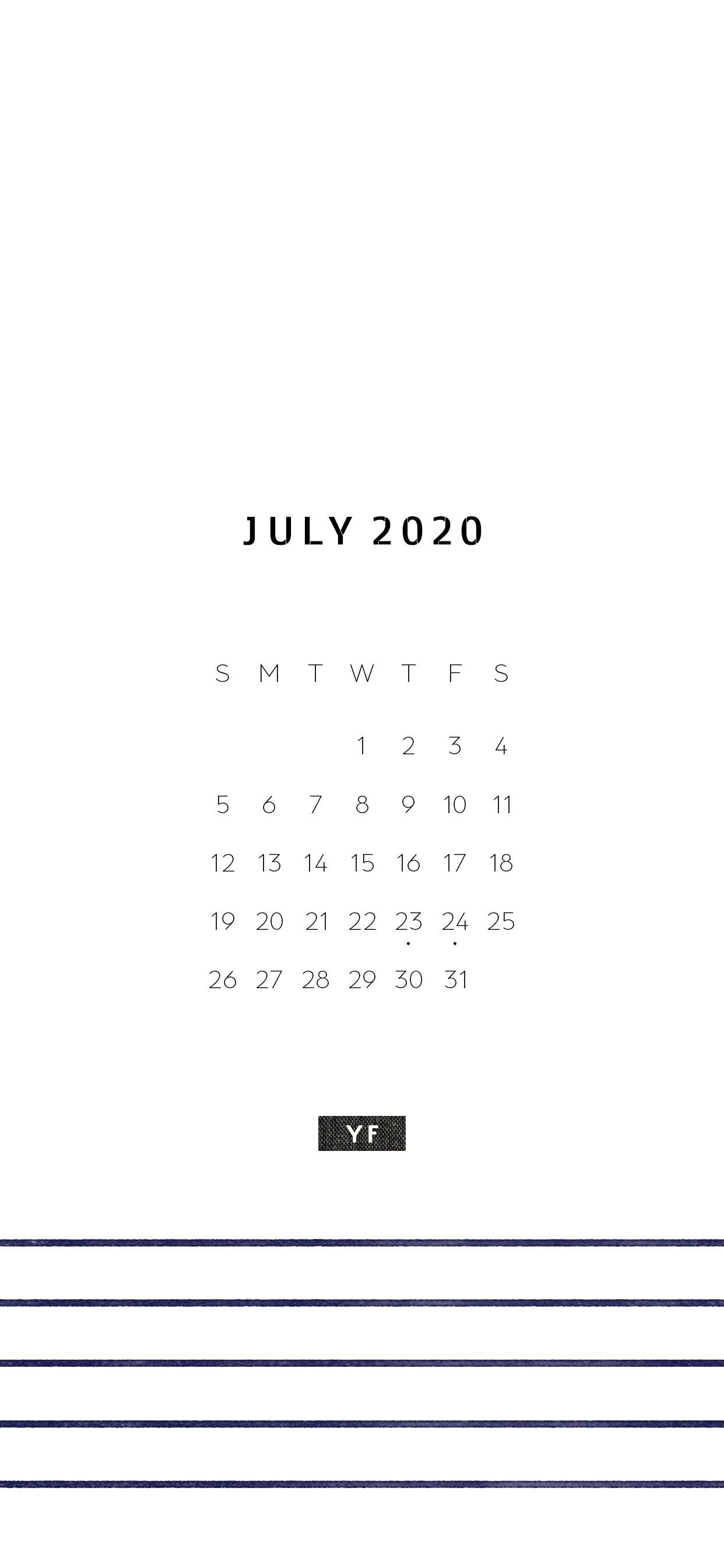 Free Iphone July Calendar 𝗬 𝗙 Note