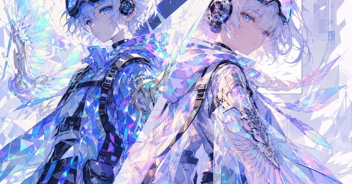 イラスト 青と白 AIイラスト 衣装編】✦自分に合った衣装を考える。サイバーパンク