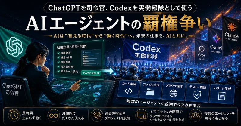 ChatGPTを司令官、Codexを実働部隊として使う｜AIエージェントの覇権争い