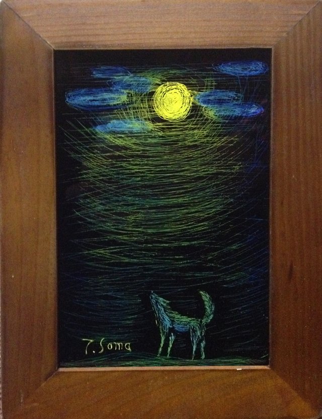 ガラス絵「月灯り」 ©エホンオオカミ