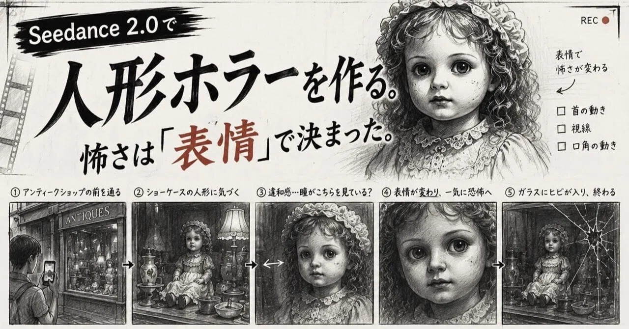 Seedance 2.0で人形ホラーを作る。怖さは「表情」で決まった｜えんた