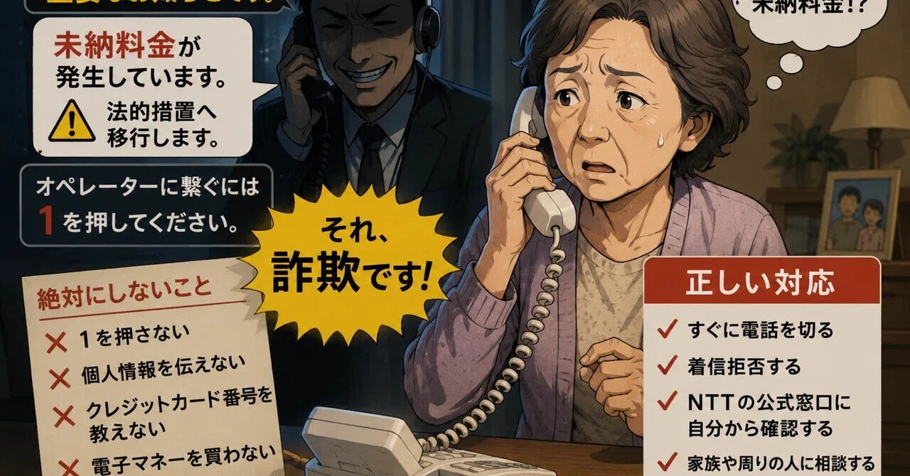 注意喚起】「NTTファイナンスです。未納料金があります」はほぼ詐欺 