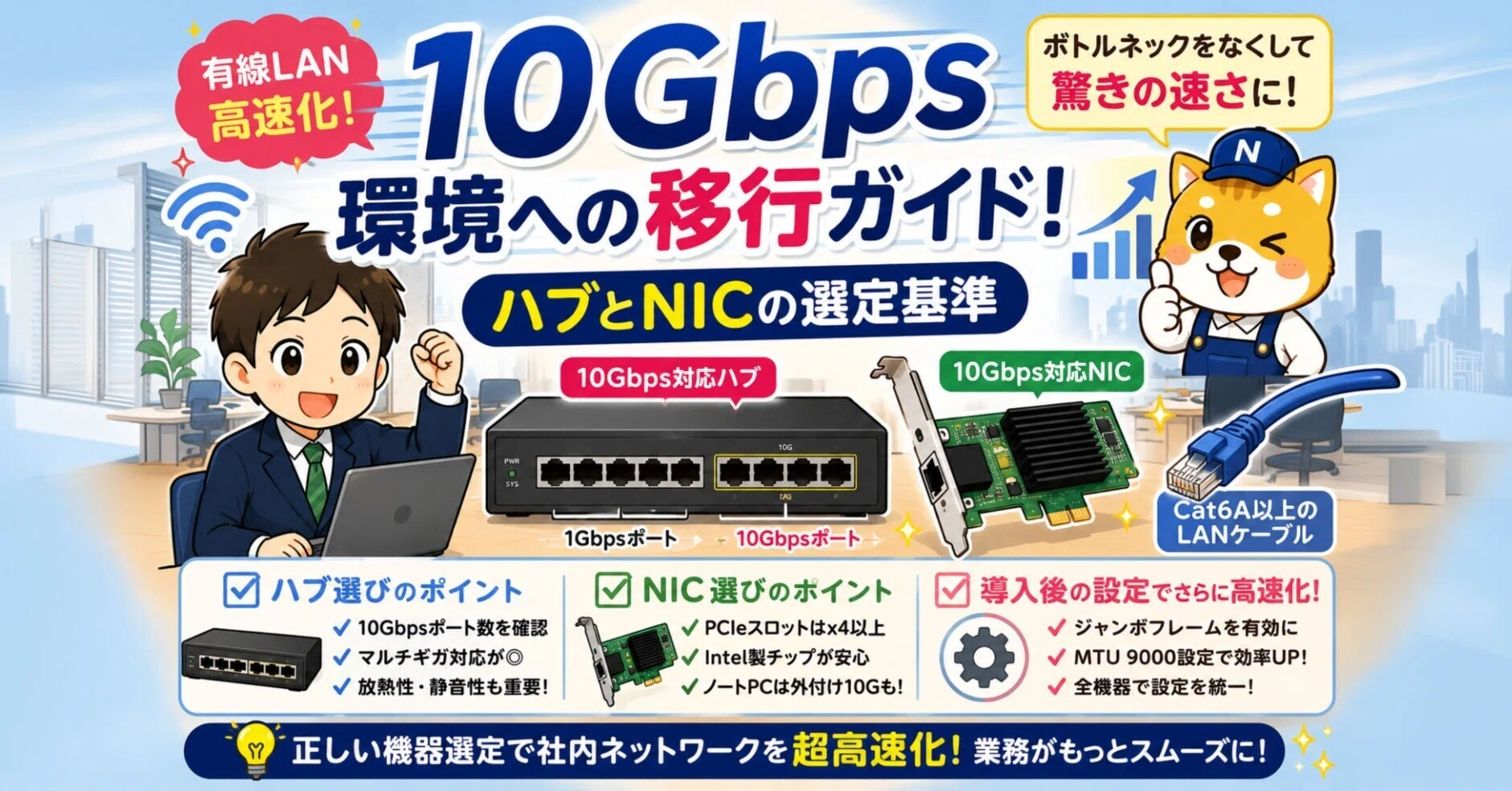 有線LAN高速化】10Gbps環境への移行ガイド！ハブとNICの選定基準｜中古 