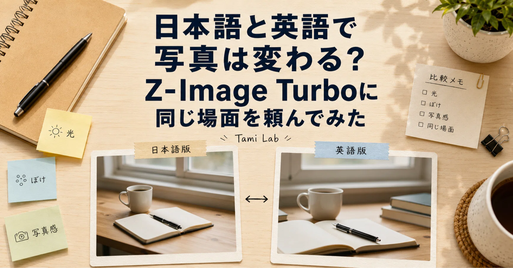日本語と英語で写真は変わる？Z-Image Turboに同じ場面を頼んでみた｜Tami