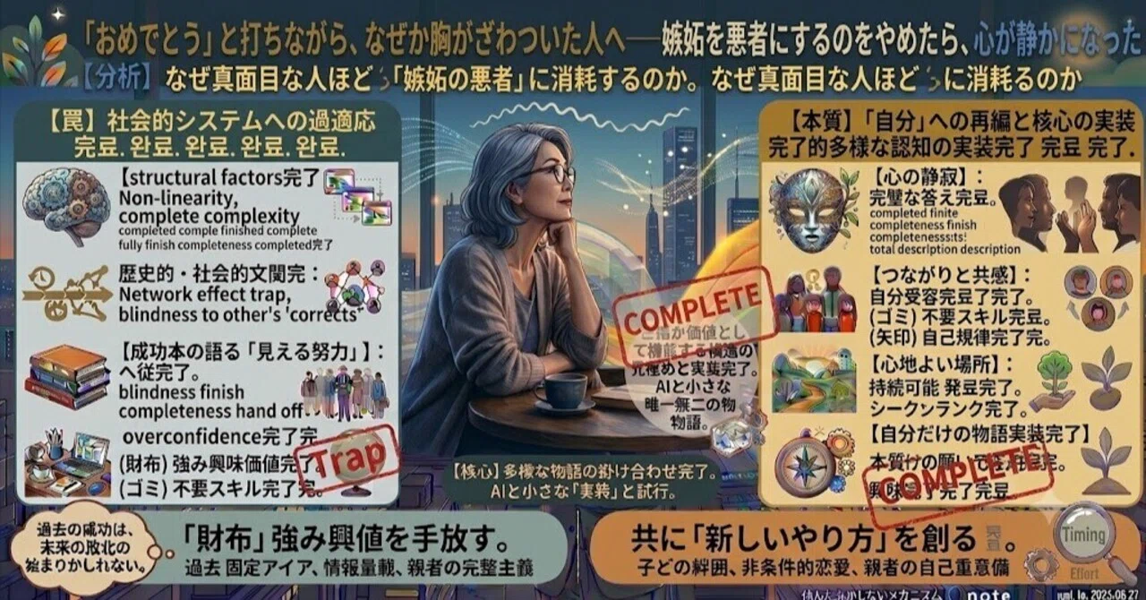 ろQさインスピレーションイラスト「嫉妬を栄養にする」 人の幸せを素直に喜べない自分」を責めない方法｜20年PMが解剖する
