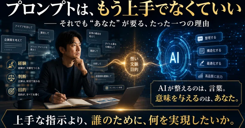 プロンプトは、もう上手でなくていい ─それでも“あなた”でなければならない、 たった一つの理由 eyecatch