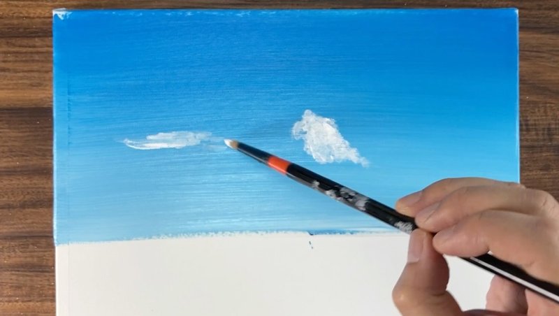 アクリル絵の具で 夏の空と雲と海と木 の描き方 家で一緒にやってみよう お絵描き Junya Art Note