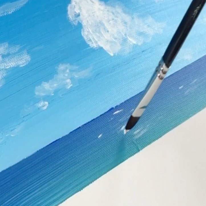 アクリル絵の具で 夏の空と雲と海と木 の描き方 家で一緒にやってみよう お絵描き Junya Art Note