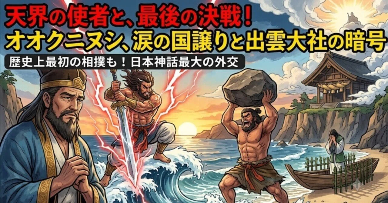 古事記】天界からの使者と、最後の決戦！オオクニヌシ、涙の国譲りと