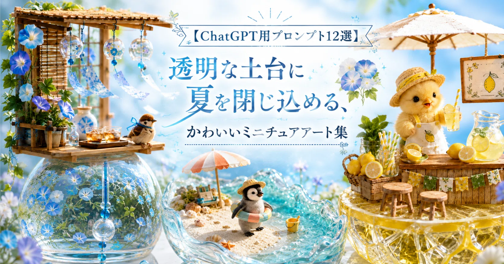 ChatGPT用プロンプト12選】透明な土台に夏を閉じ込める、かわいい