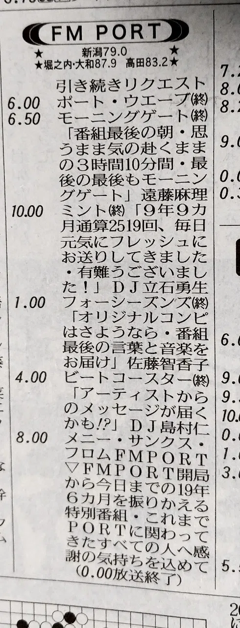 雑誌 新聞 新潟日報 2020年6月30日 FM PORT閉局日