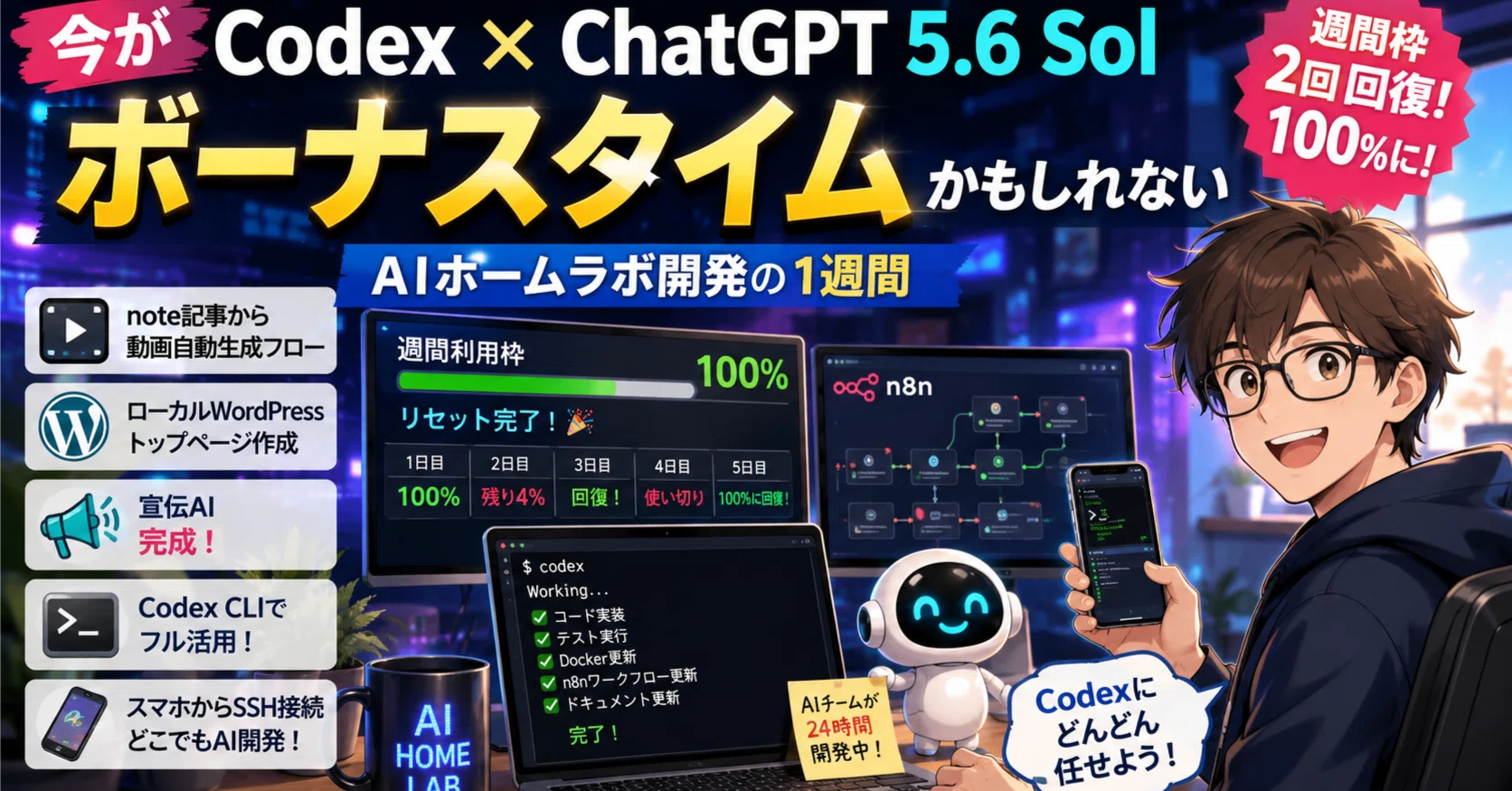 ご確認用ページ|ૂ•ᴗ•⸝⸝)” 。:.゜ஐ⋆* 今がCodex × ChatGPT 5.6 Solのボーナスタイムかもしれない ― AIホーム