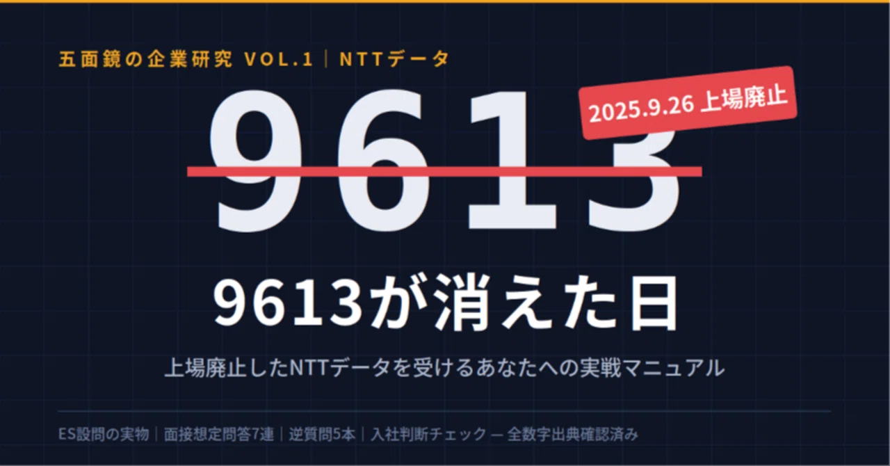 ゼロページ 9613が消えた日 — 上場廃止したNTTデータを受けるあなたへの実戦