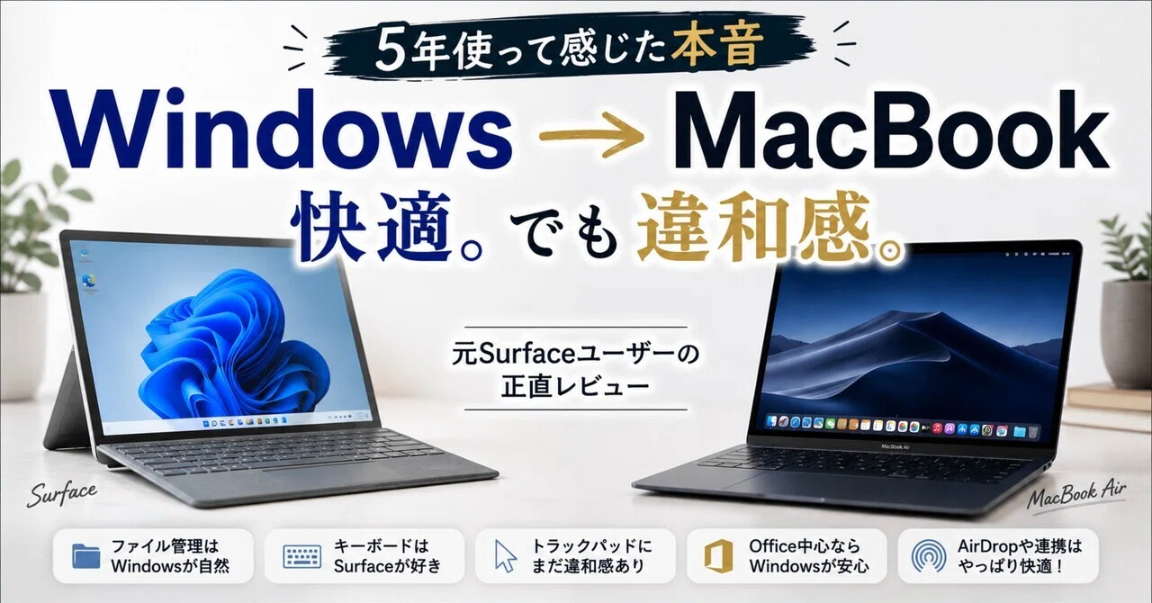 WindowsからMacBookへ。5年以上Surfaceを使ったぼくが感じた違和感と