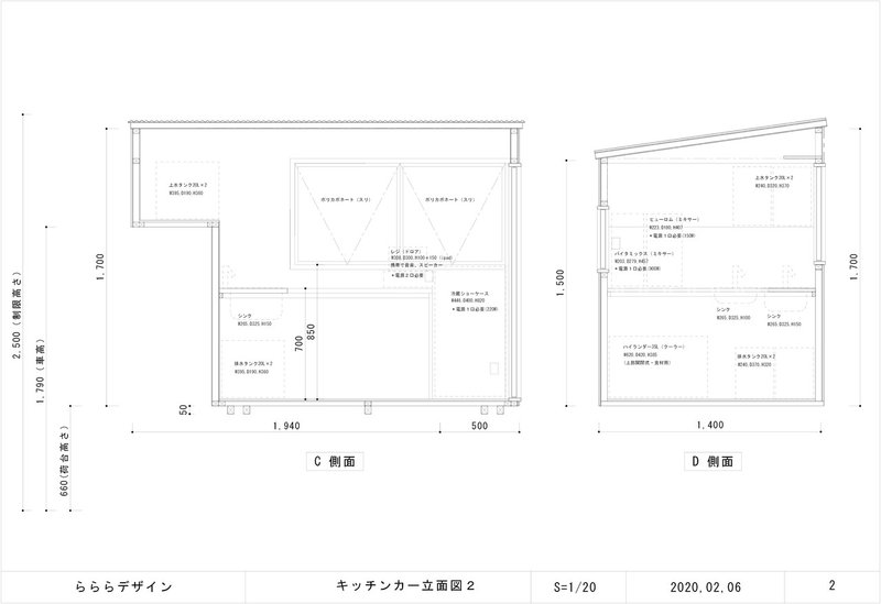 キッチンカー立面図 C2020206