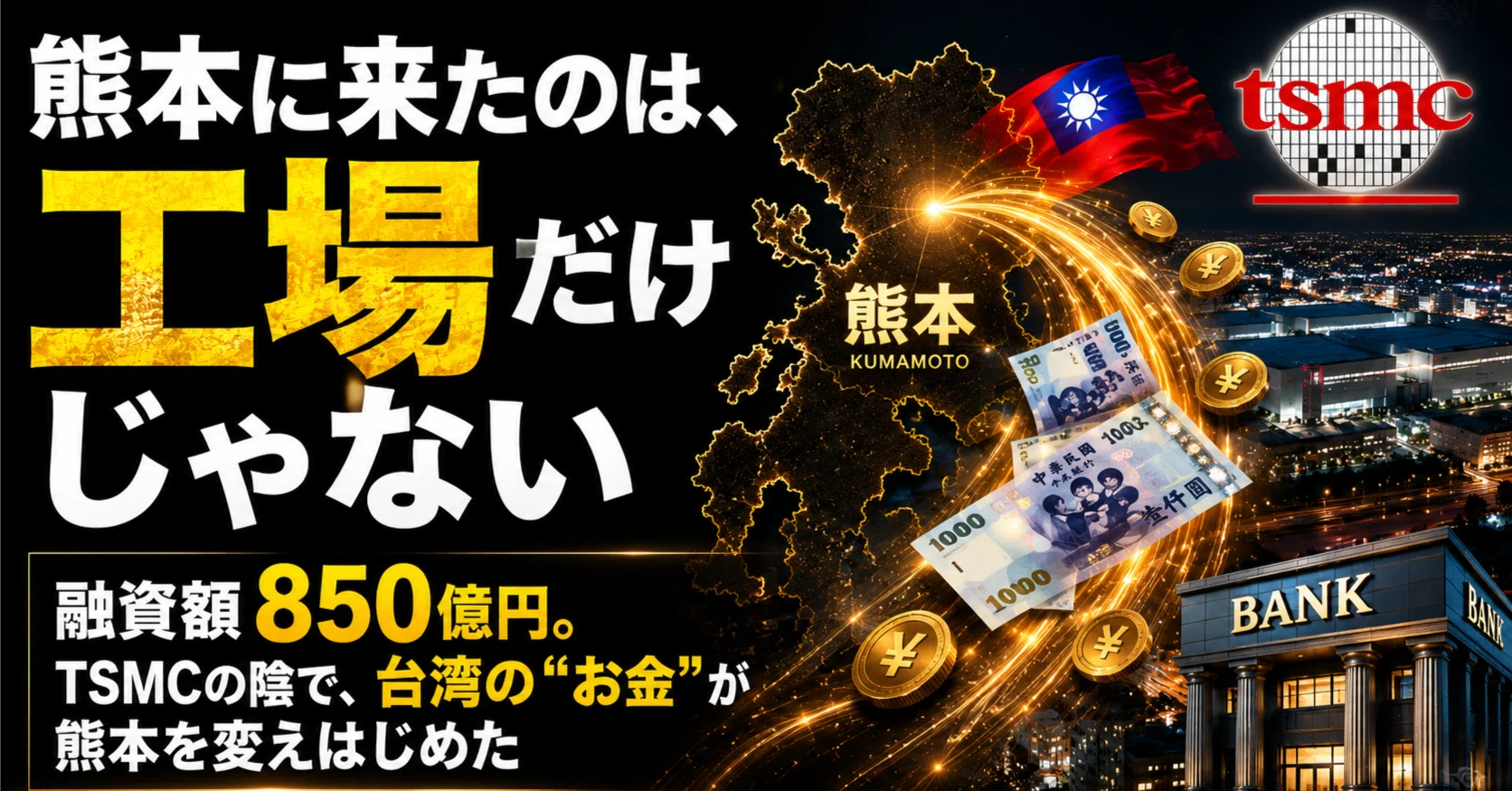 融資額850億円！TSMCの陰で、台湾の“お金”が熊本を変えはじめた｜こー