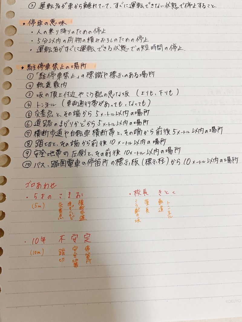 駐停車禁止場所 覚え方