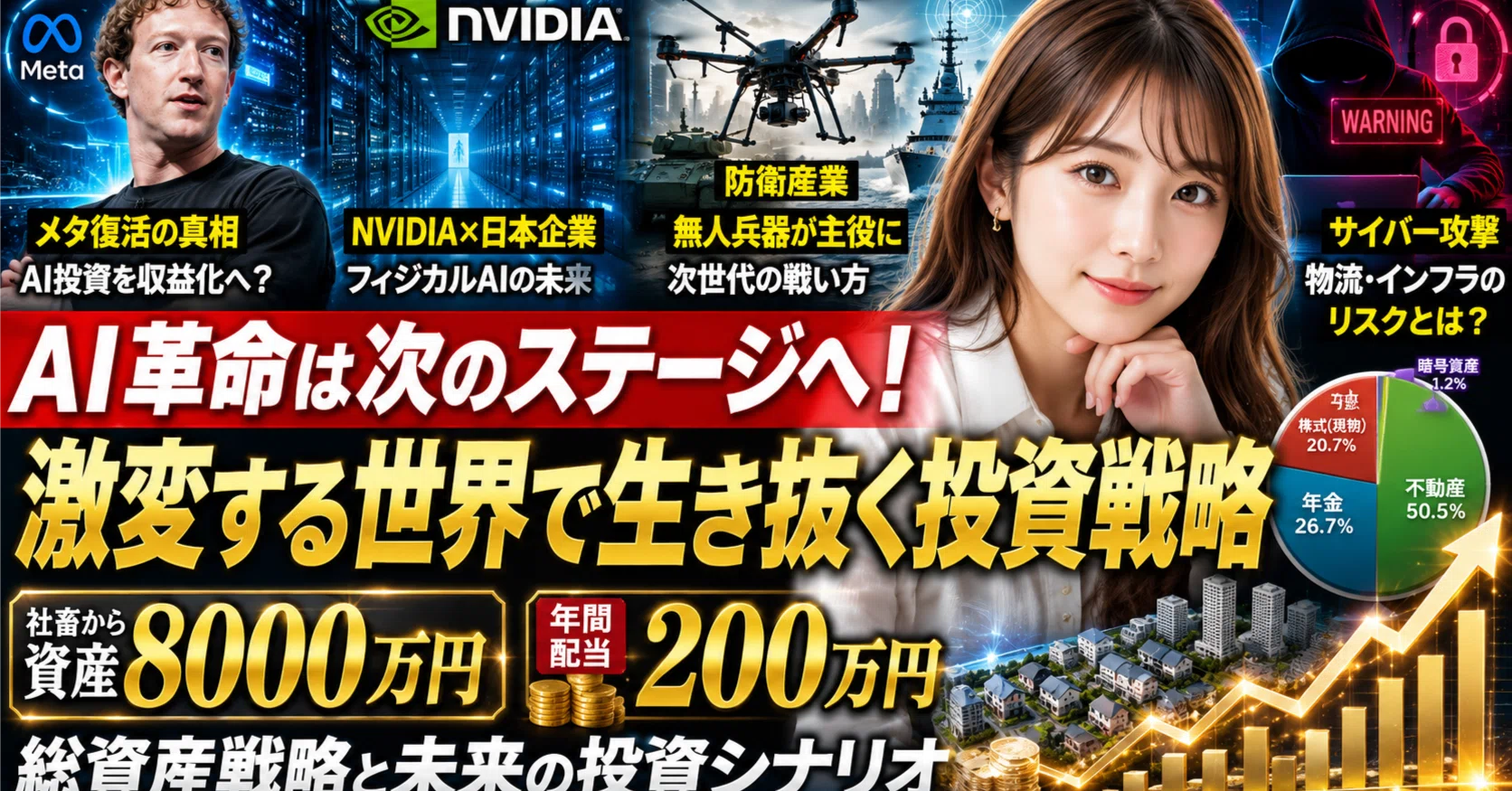 社畜から資産8000万円へ】AI革命・メタ・NVIDIA・防衛産業・サイバー
