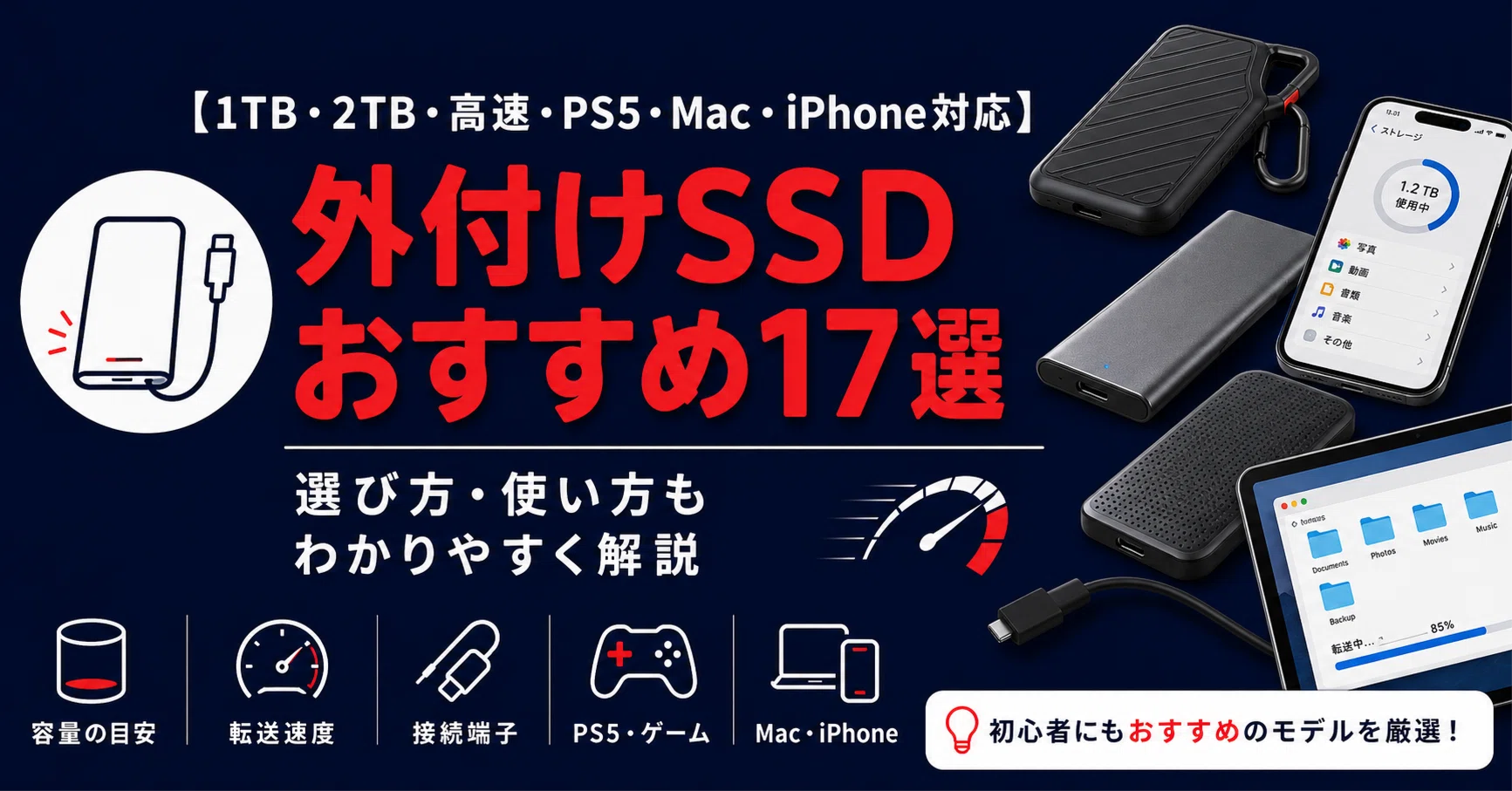 最新版】外付けSSDおすすめ17選｜1TB・2TB・高速・PS5・Mac・iPhone