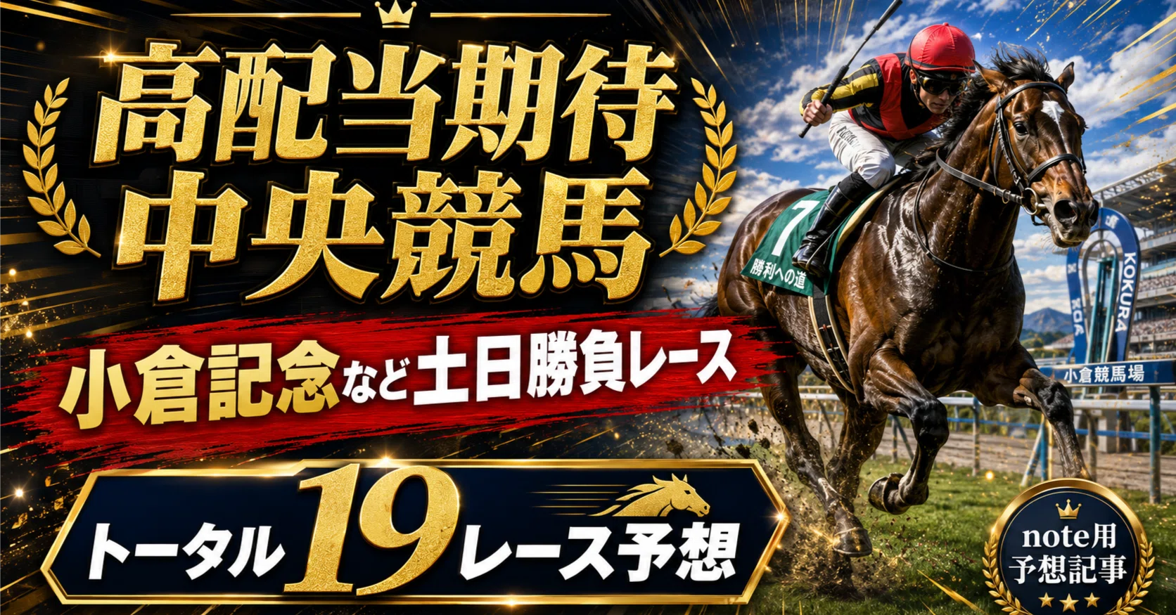高配当期待の中央競馬馬券術❗️小倉記念など土日19レース予想セット