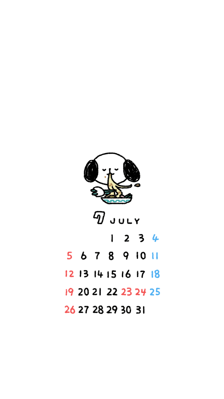 7月の待ち受けカレンダー Dhara Note
