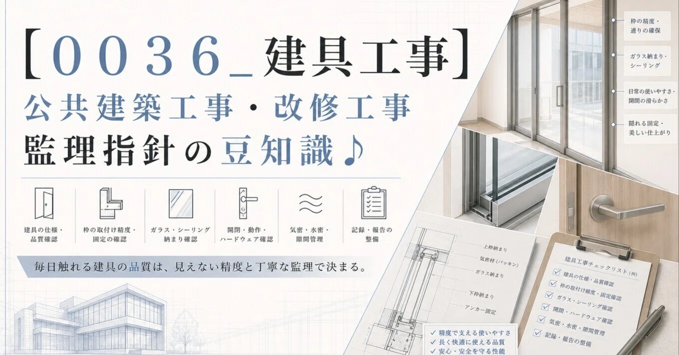 0036_建具工事】公共建築工事・改修工事 監理指針の豆知識♪｜ハレ