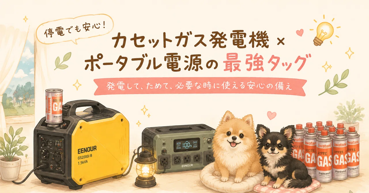 停電でも安心】カセットガス発電機×ポータブル電源という最強の備え