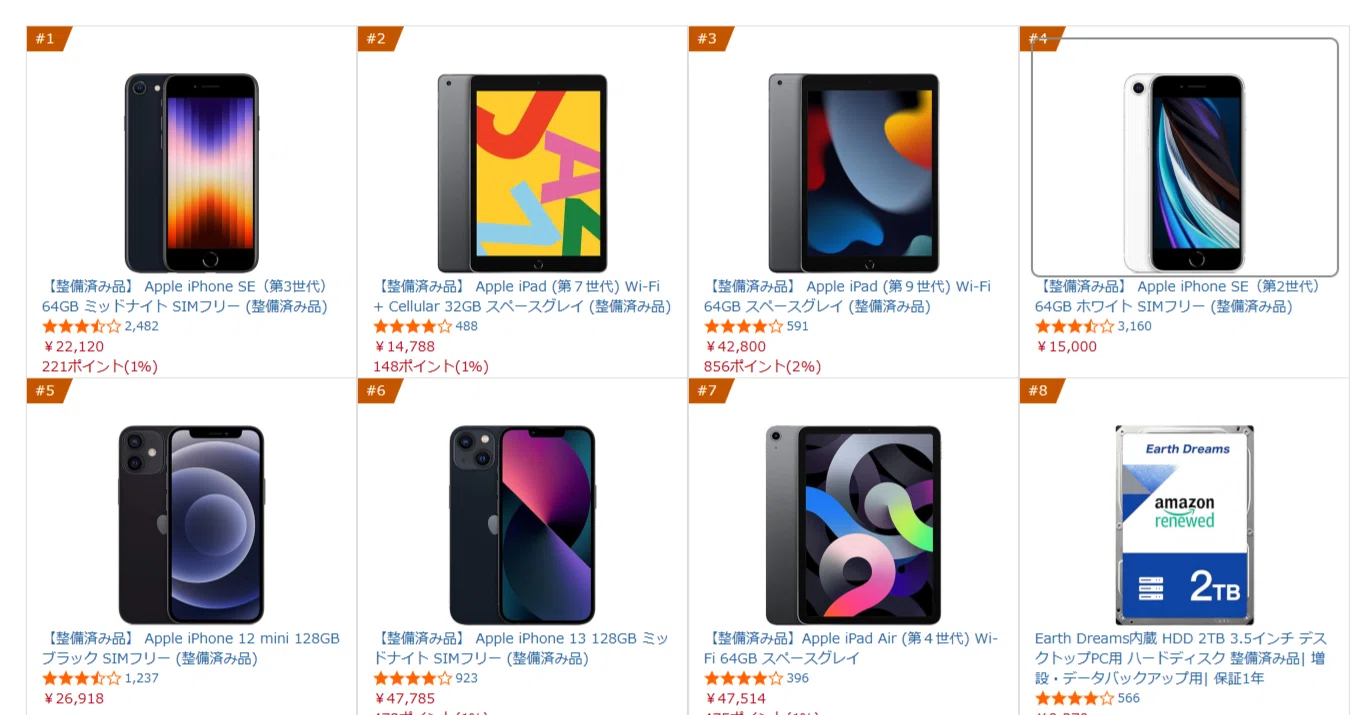 3万円以下のiPhone・iPad・AirPods整備済み品 ：注目の他社製品も