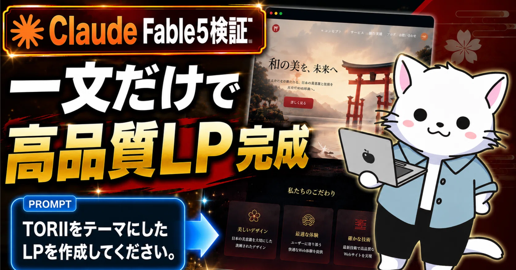 ClaudeFable5】プロンプト一文だけで高品質LPが完成した｜ひろ