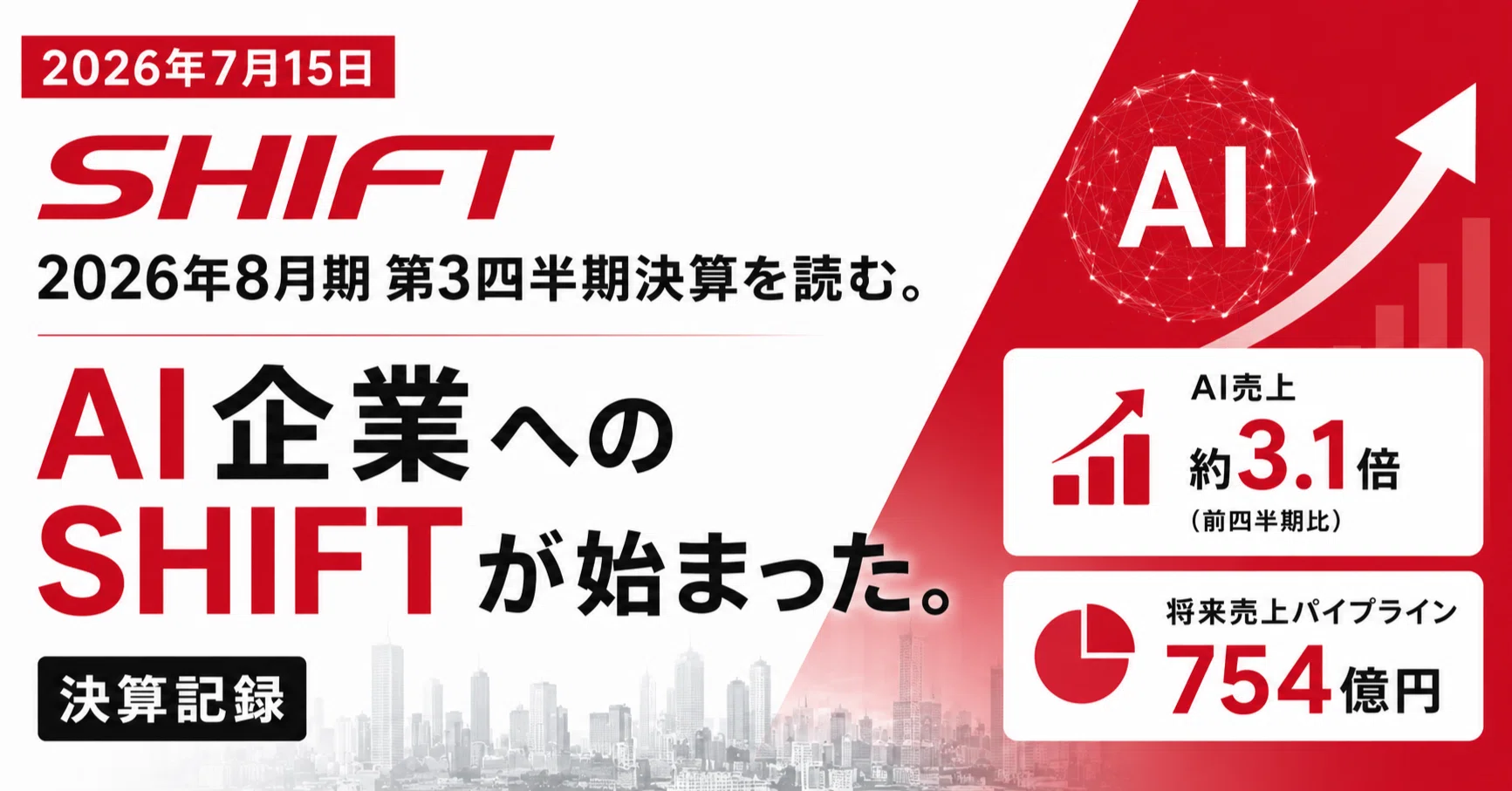 2026年7月15日｜SHIFT｜2026年8月期第3四半期決算を読む。AI企業への