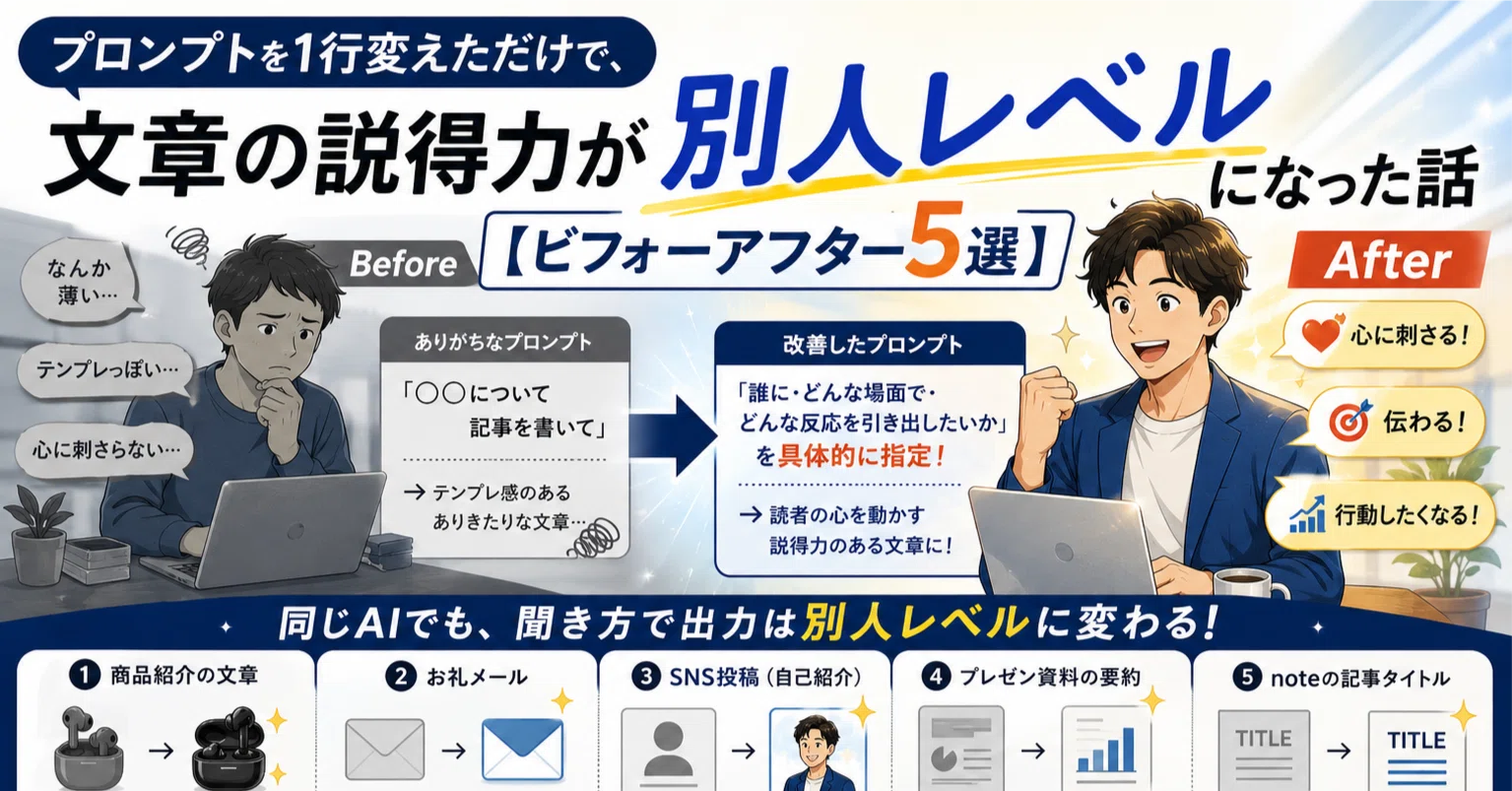 プロンプトを1行変えただけで、文章の説得力が別人レベルになった話