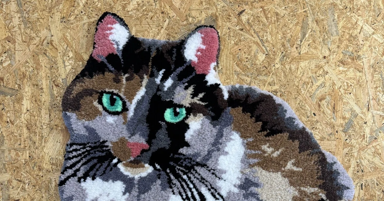 タフティング制作記録 #4】監視猫クロエさんのラグを作ってみた｜あきるの