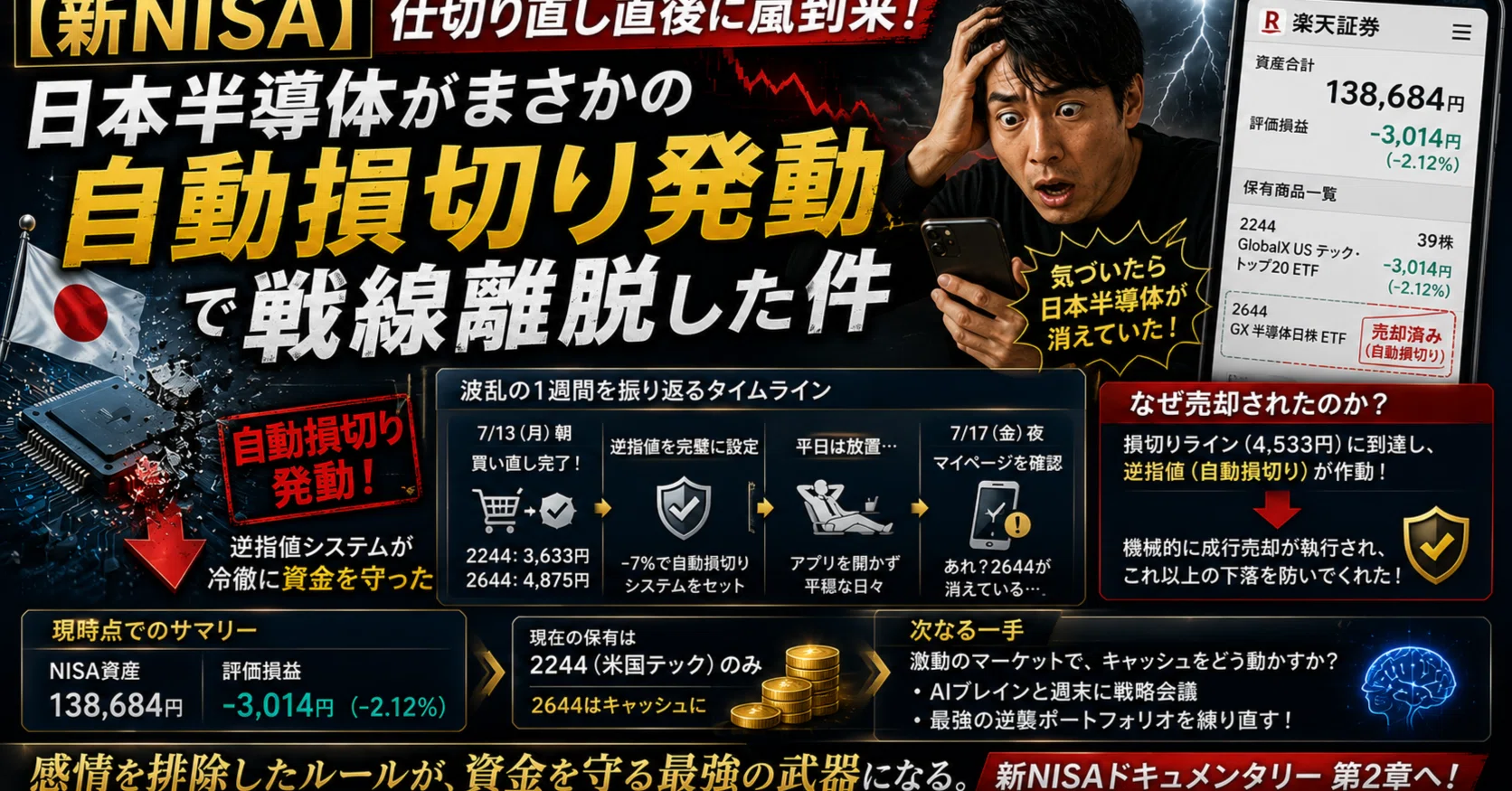 新NISA】仕切り直し直後に嵐到来！日本半導体がまさかの「自動損切り