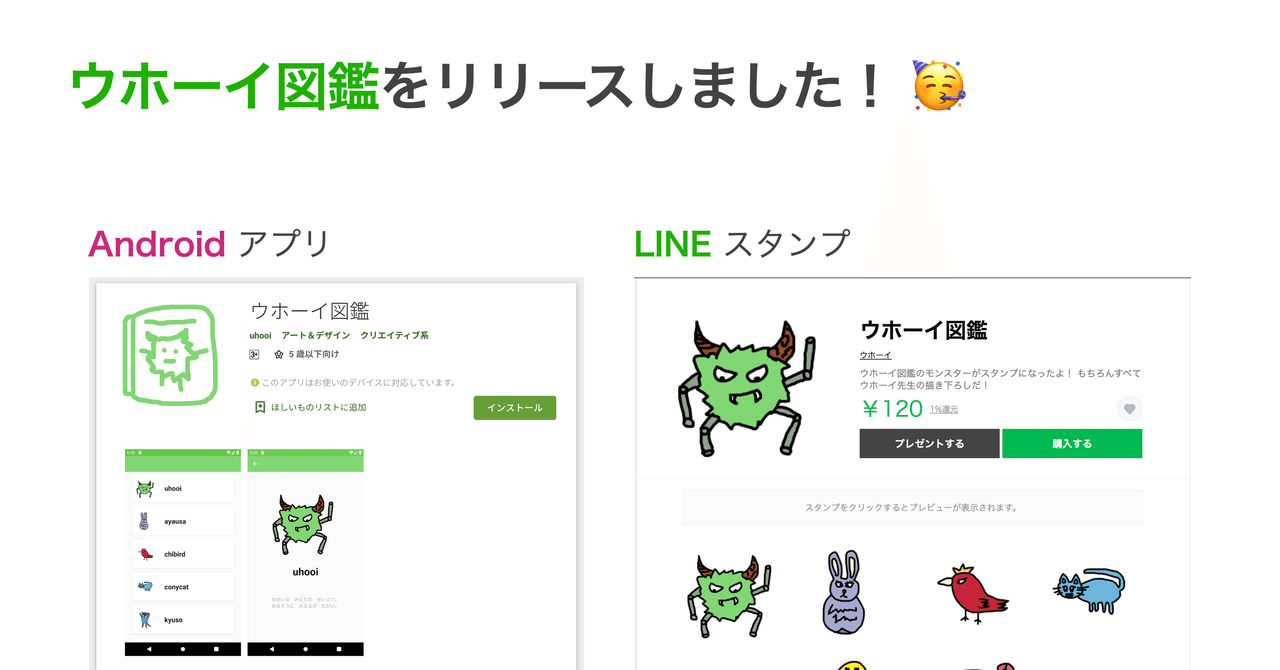 ウホーイ図鑑 モバイルアプリ Lineスタンプ グッズをリリースしました ウホーイ Note