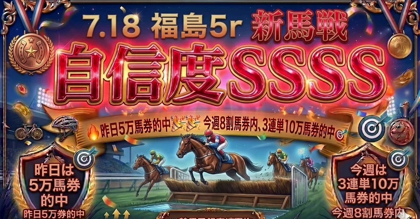 7.18 福島5r 新馬戦【SSSS】🍀｜複勝男