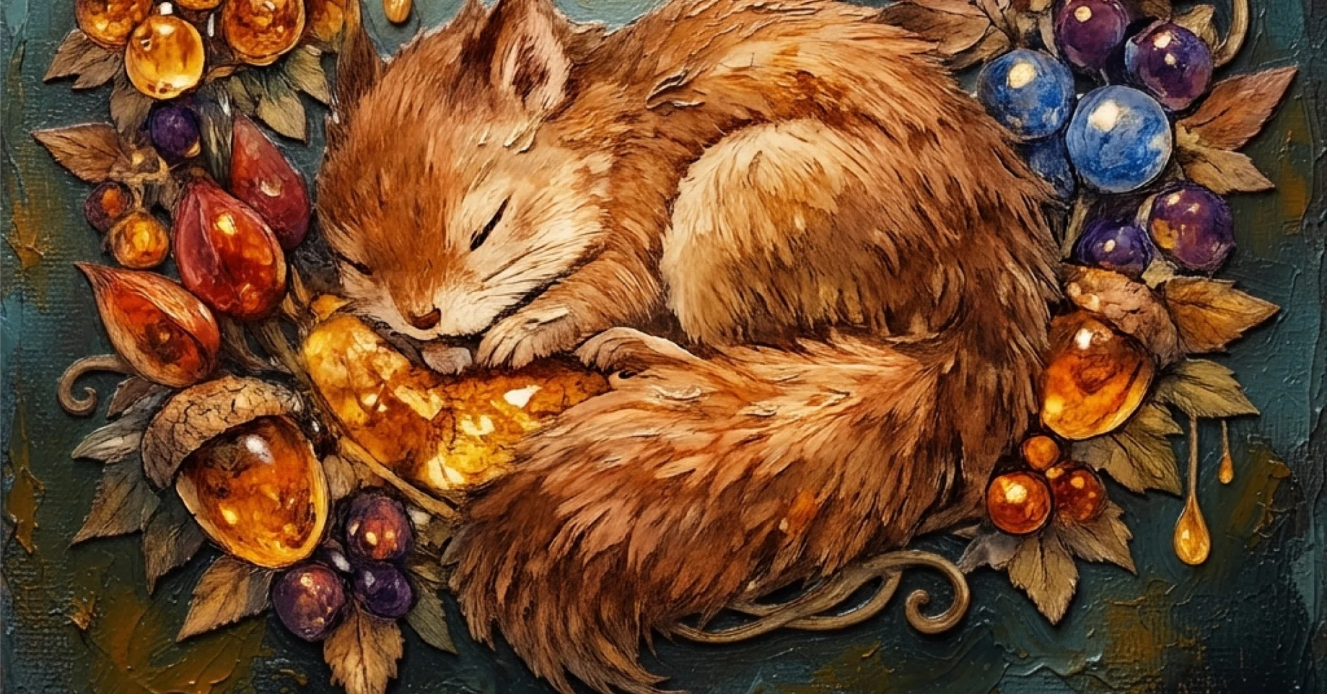 7,000円〜カスタムできる秋のリスの絵『Autumn Lullaby 秋のゆりかご