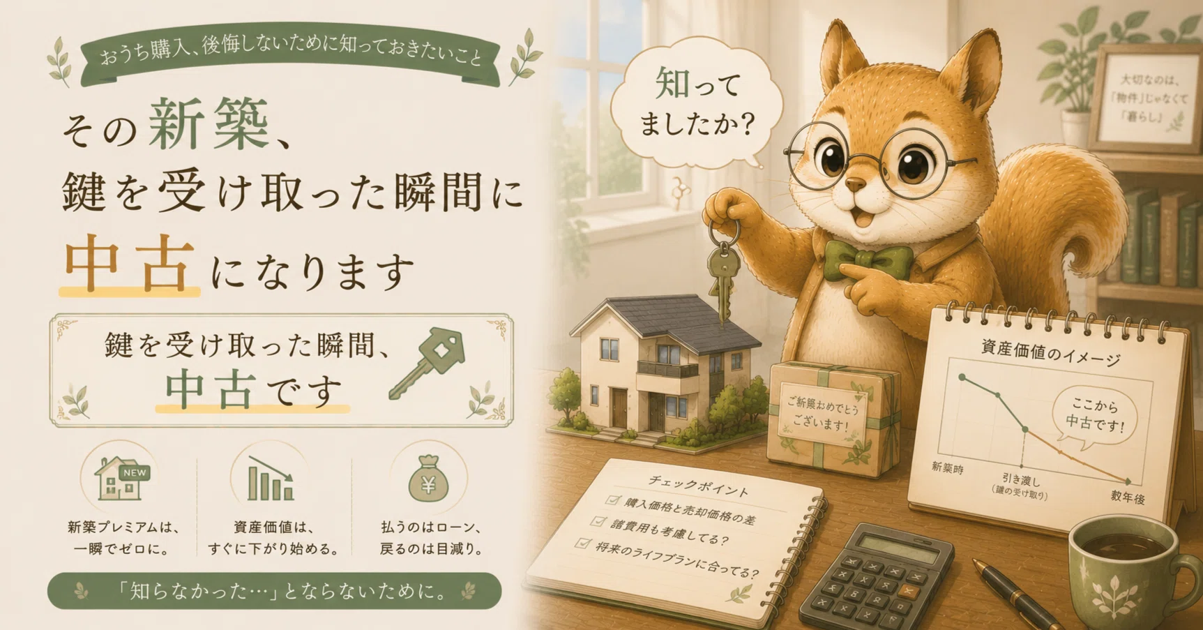 その新築、鍵を受け取った瞬間に中古になります｜やさしいお金の手帖