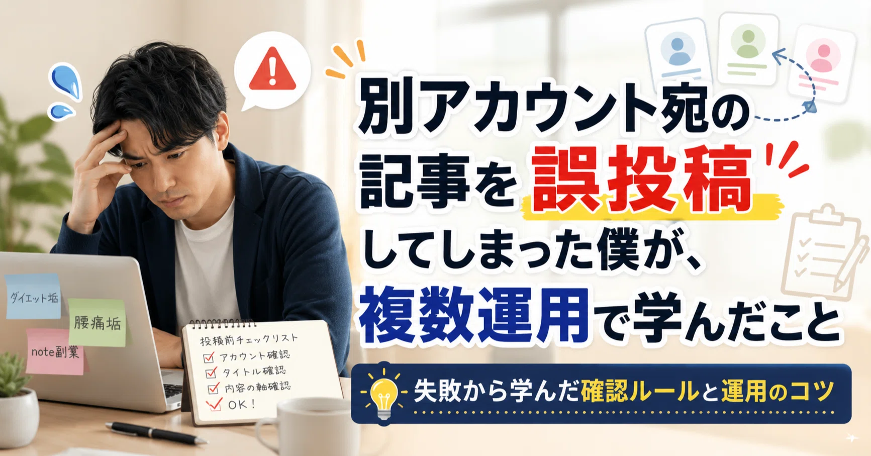 別アカウント宛の記事を誤投稿してしまった僕が、複数運用で学んだこと 