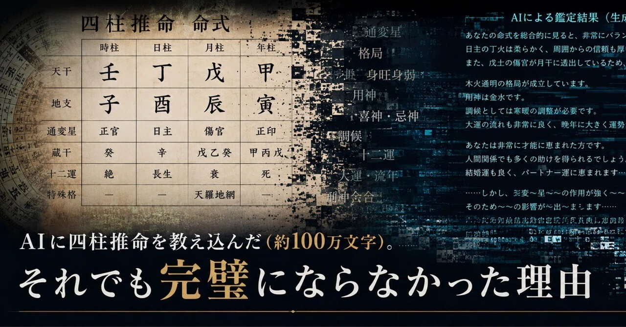 AIに四柱推命を教え込んだ（約100万文字）。それでも完璧にならなかっ