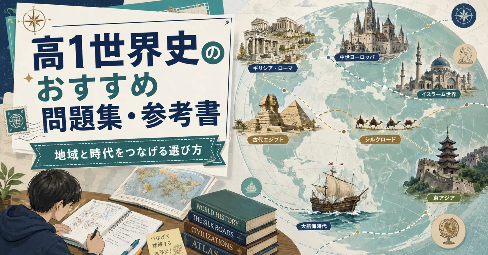 高1世界史のおすすめ問題集・参考書｜地域と時代をつなげる選び方｜元
