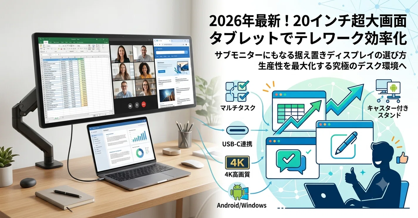 2026年最新！20インチ超の大画面タブレットでテレワーク効率化：サブ