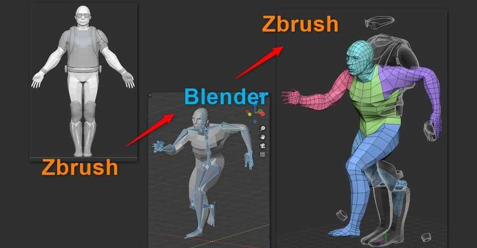 Zbrushのメッシュをblenderのリグ入りモデルでポーズ変更する方法 大和 司 2nd Note