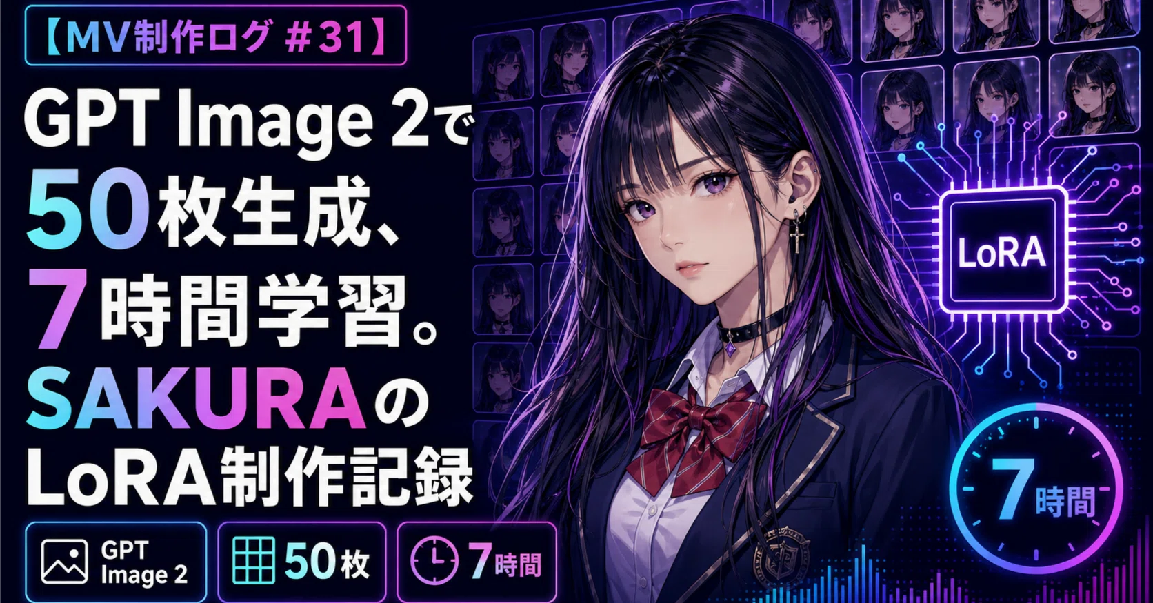【匿名配送】Self Actualization「自己実現プログラム」 MV制作ログ #31】GPT Image 2で50枚生成、7時間学習。SAKURAのLoRA制作