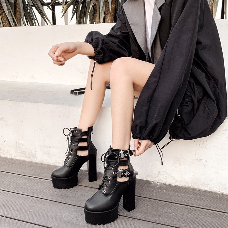 ⭐️極美品⭐️　ハザマ　宣戦布告のヒールブーツ　サイドゴアブーツ　厚底　レザー ⭐️極美品⭐️ ハザマ 宣戦布告のヒールブーツ サイドゴアブーツ 厚底