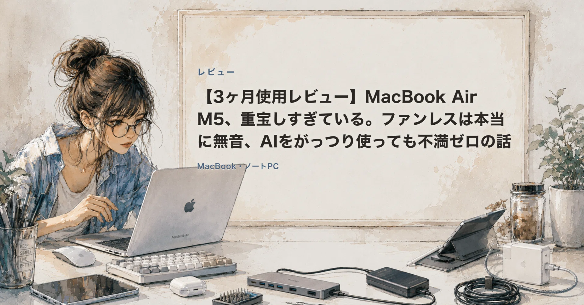 3年保証つき！5日間しか使っていないMacbookAir 3ヶ月使用レビュー】MacBook Air M5、重宝しすぎている。ファンレスは